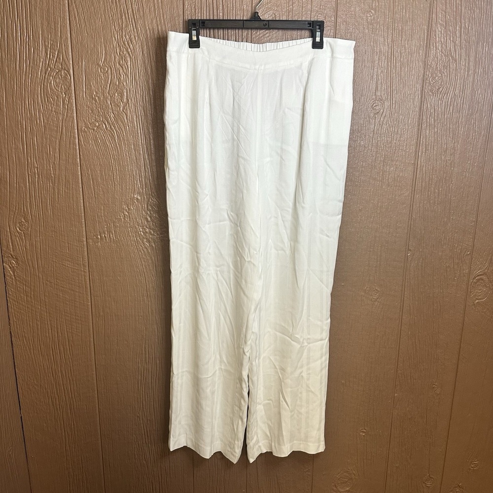 Soft Surroundings Womens Wide Leg Pants White  Beach Lightweight Sz L Viscose‎